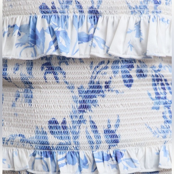 V. Chapman White and Blue Floral Tiered Midi Dress - Picture 5 of 5